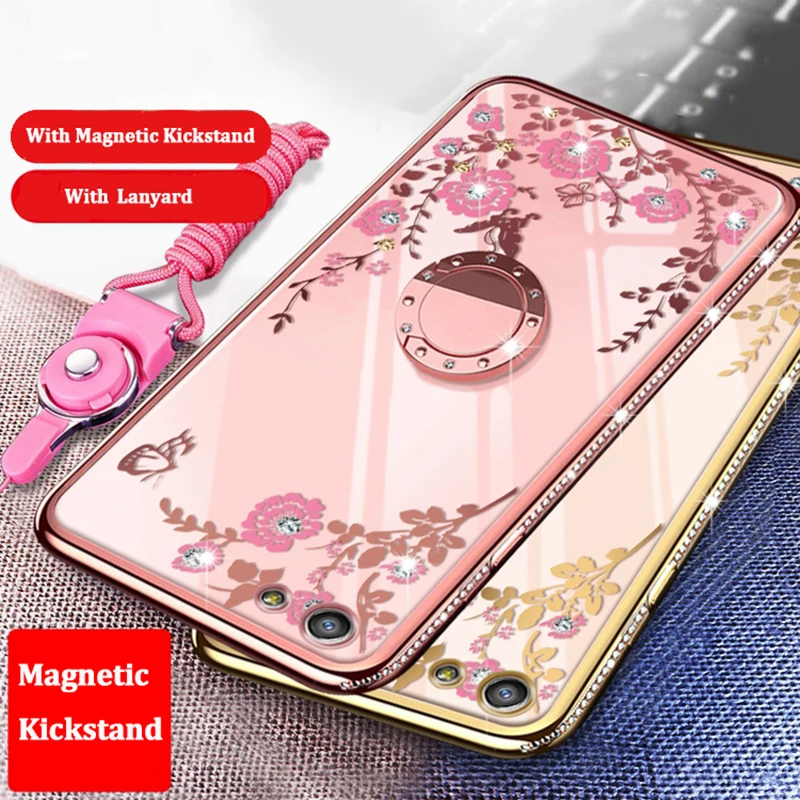 Роскошный чехол подставка из ТПУ с цветочным рисунком для Samsung A6 A8 S8 S9 S10 Plus S10e Note 9 8