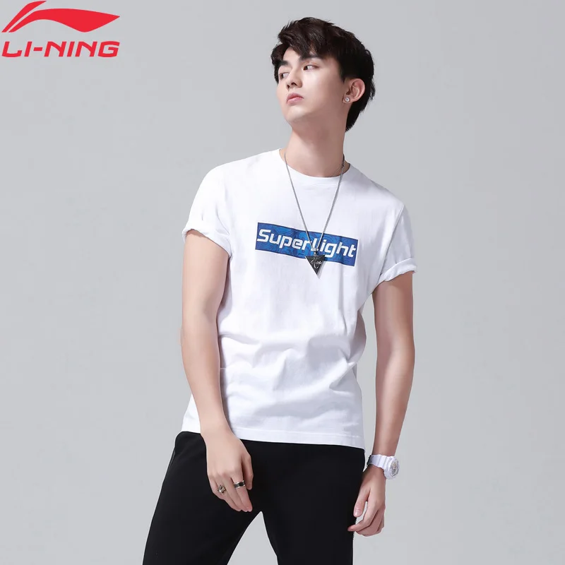Мужская Спортивная Футболка Li Ning дышащая футболка из 100% хлопка с принтом на