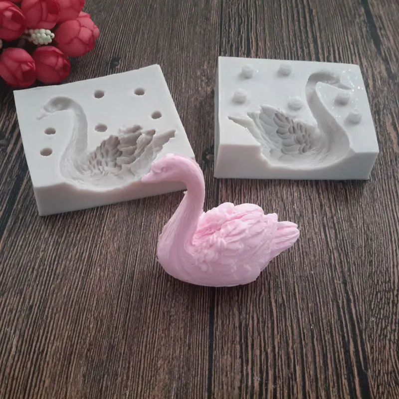 3D красивый лебедь помадка фотообои шоколадная форма|chocolate mould|fondant silicone moldssilicone mold