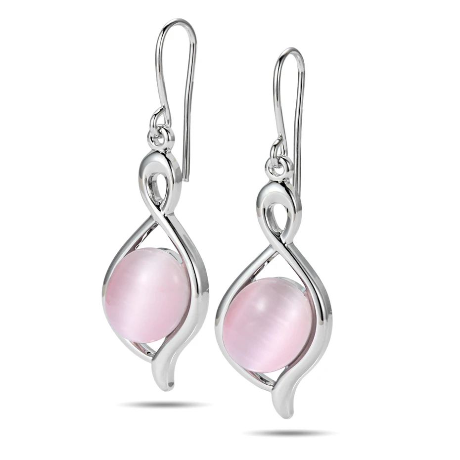 pink earrings WelMag Новое поступление розовый/синий/красный Опал Ювелирные наборы для женщин Подарок Медный кристалл(магнитное ожерелье) браслет серьги кольцо - Окраска металла: pink earrings
