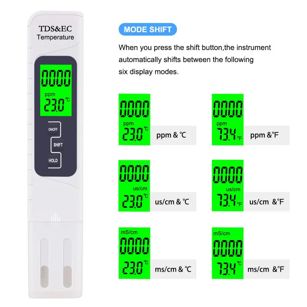 Yieryi 3 в 1 тестер качества воды EC TDS 19999 PPM датчик температуры проводимости ручка цифровой портативный фильтр инструмент