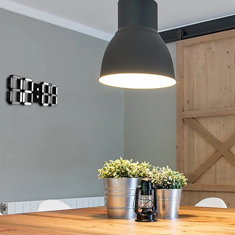 3D светодиодный настенные часы Современные Цифровые Настольные часы-будильник