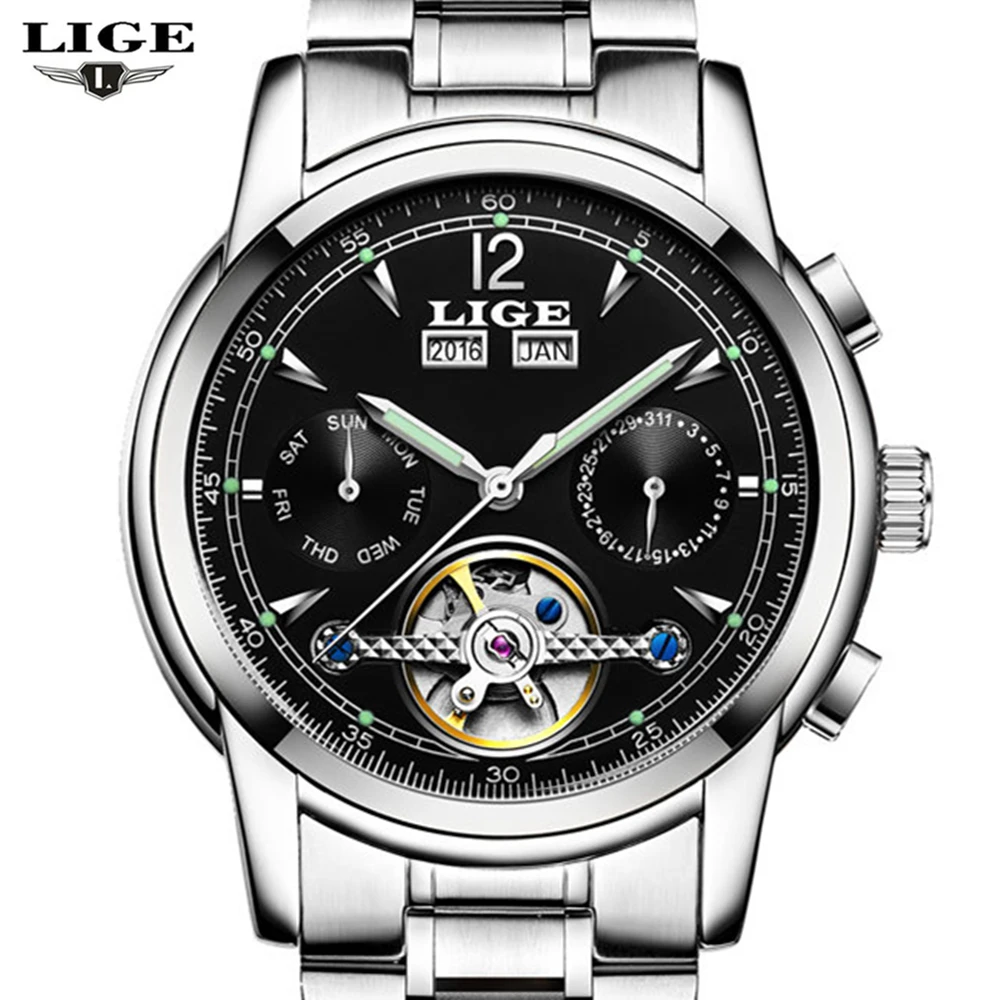 Relojes LIGE мужчина водонепроницаемый спорт часы мужские люксовый бренд отдых tourbillon