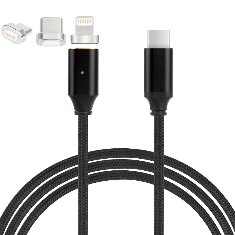 3 в 1 USB C Магнитный type-C-type-C/Lightning/MicroUSB кабель для быстрой зарядки для iPhone XS Max XR, Xiaomi Mix, huawei mate Pro