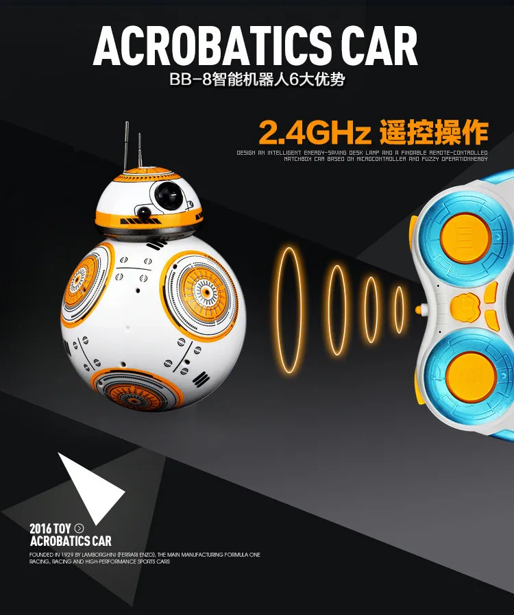Звездные войны, радиоуправляемый робот, BB-8, Звездные войны, 2,4 г, пульт дистанционного управления, BB8, робот, интеллектуальный маленький шар, фигурка, игрушки, международный английский