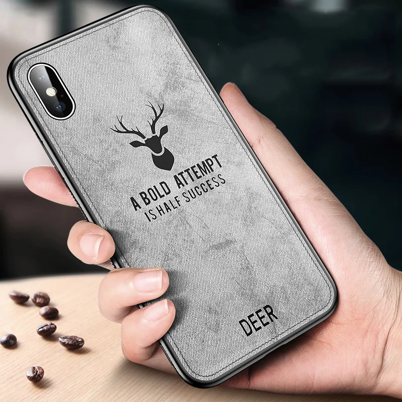 Тканевая текстура Мягкий силиконовый чехол из ТПУ с 3D принтом оленя для iPhone 6 6s SE 5G