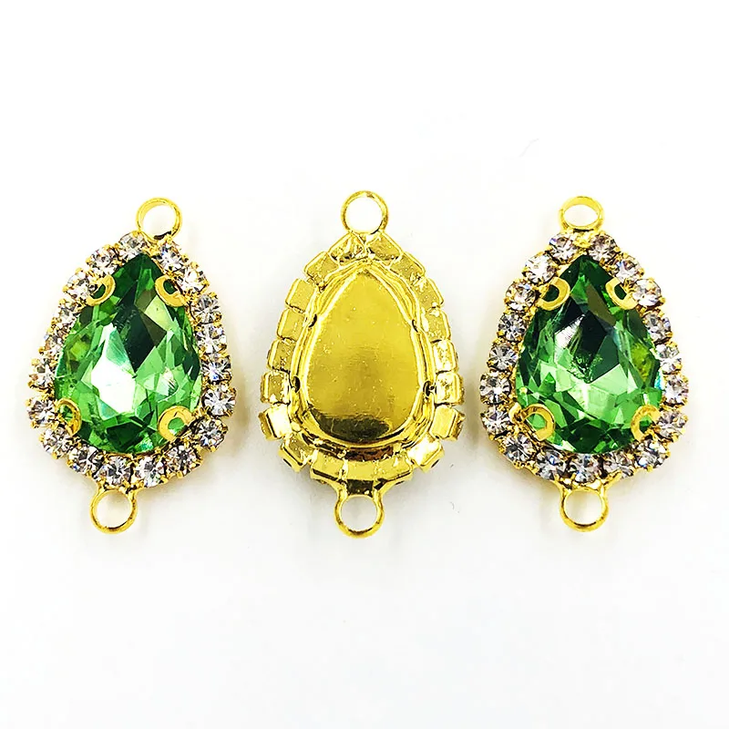 Золотая Нижняя КАПЛЕВИДНАЯ двойная петля кристальная кнопка светло-зеленое