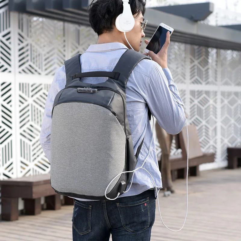 

Anti Theft Waterproof Travel Backpack with USB Charging Port & Headphone interface for College Student for Men Laptop Backpack