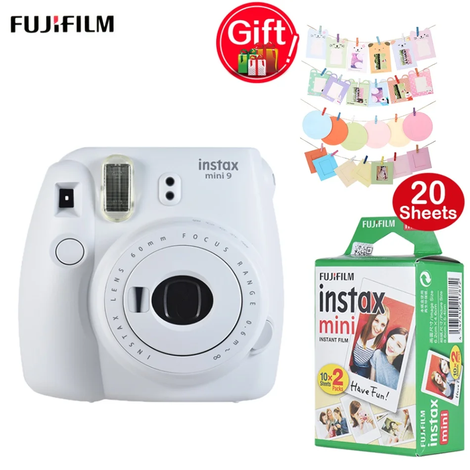 White Fujifilm Instax Mini 9 камера+ 20 листов мини 8 9 мгновенная пленка+ 32 шт. аксессуары для Камеры Красочная фотография настенная рамка - Цвет: White