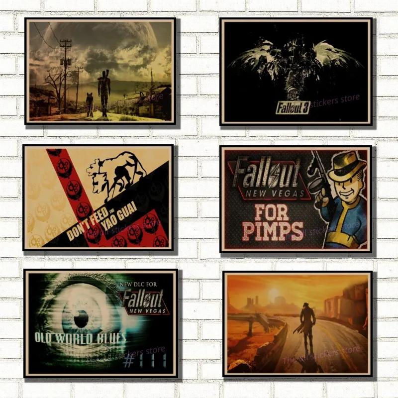 Fallout New Vegas 3 4 игровой плакат украшение для дома Постер из крафт бумаги с рисунком