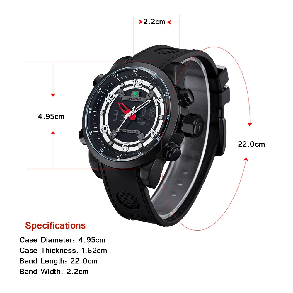 Weide кварцевые спортивные наручные часы повседневное оригинальные Водостойкий