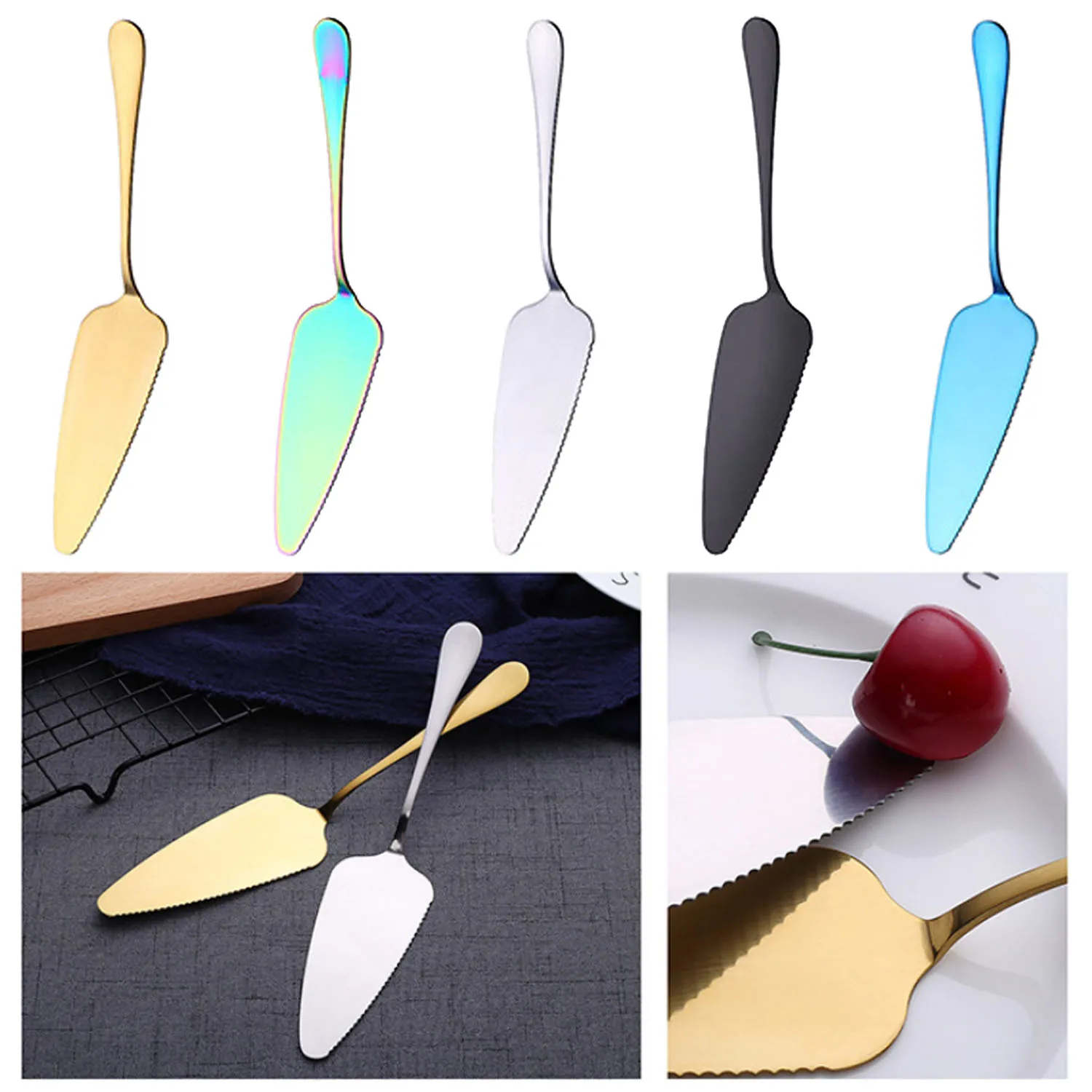 Behogar Нержавеющая сталь зубчатая кромка торты сервер лезвие резак пирог Лопата