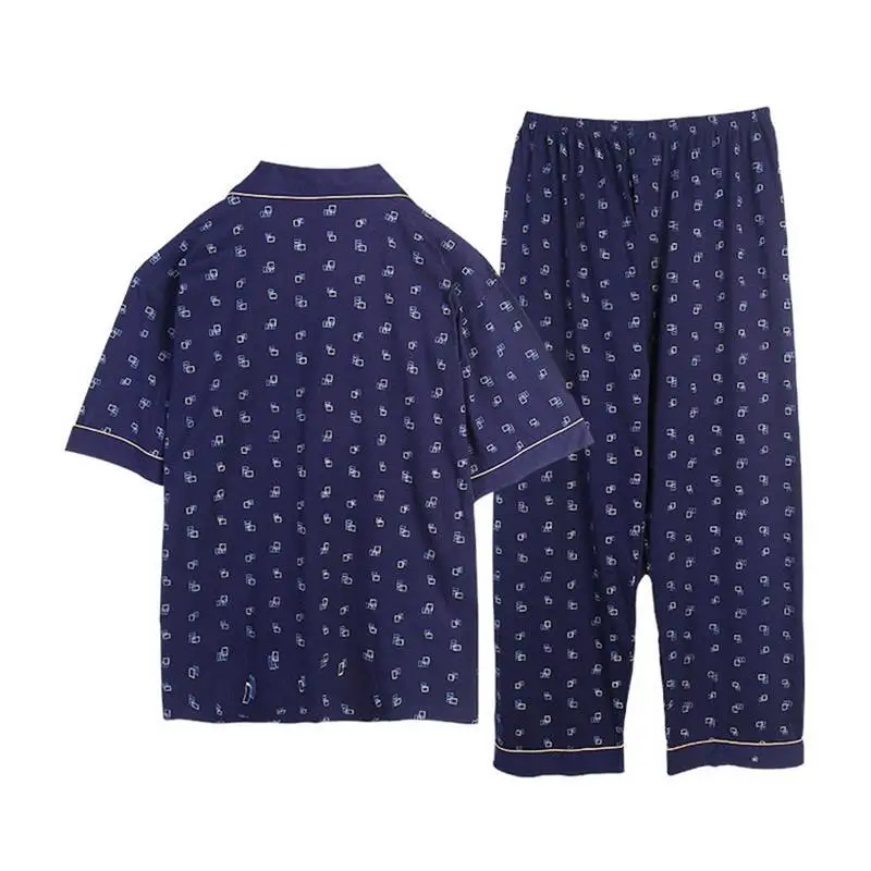 Бесплатная доставка Мужская пижама большого размера с коротким рукавом и