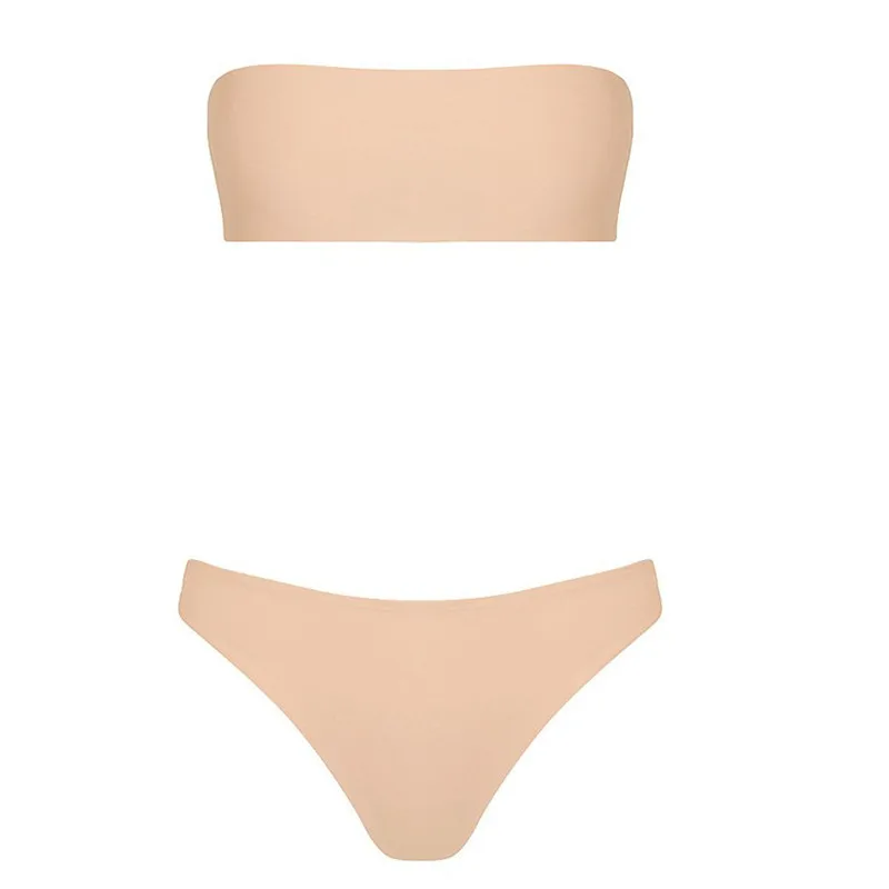 Женский бандо пляжная одежда купальник бандажный комплект с бюстгальтером