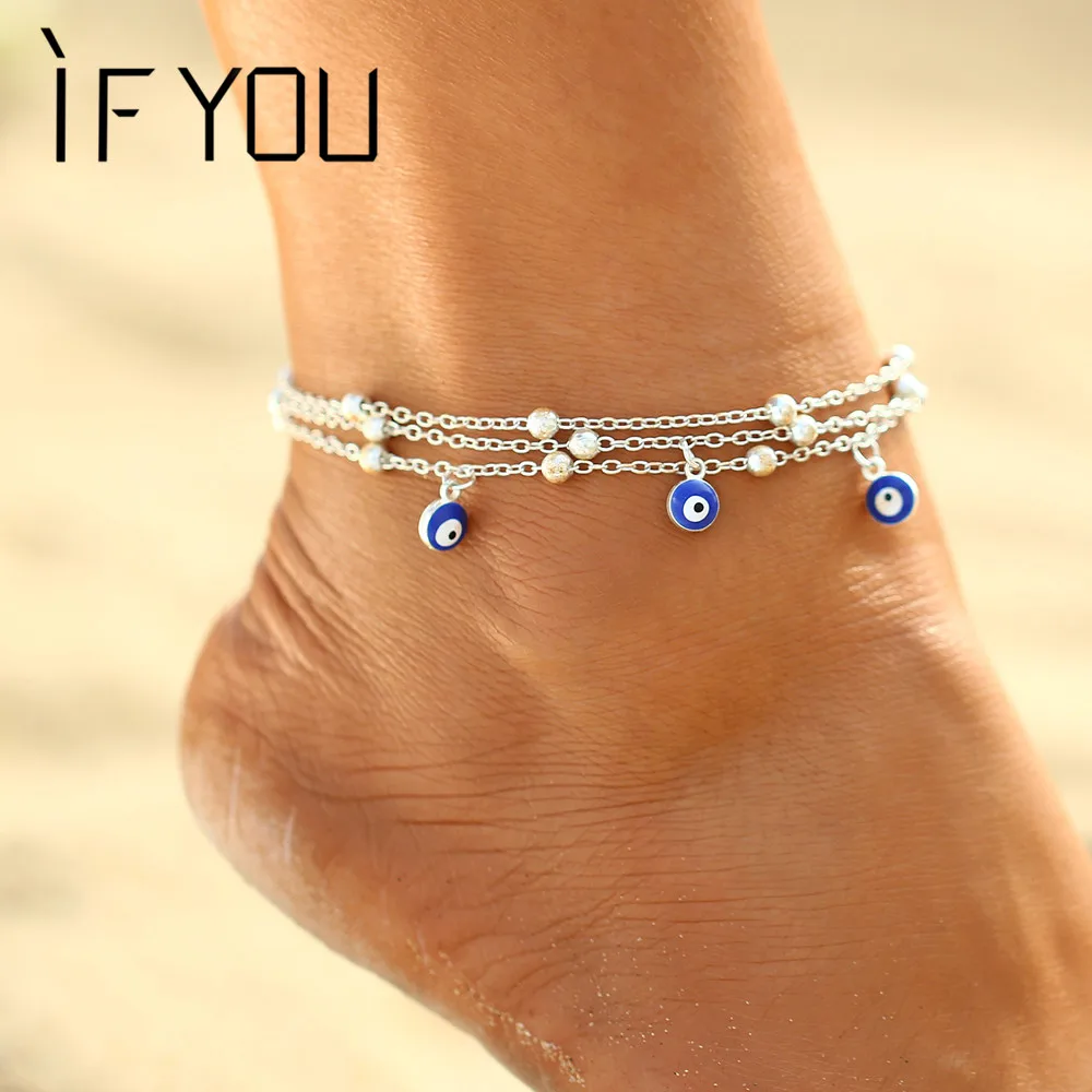 Если вы богемные сандалии Pulseras Tobilleras один глаз бусины ноги украшения для лодыжки пляж лодыжки браслет женские браслеты для щиколотки ювелирные изделия