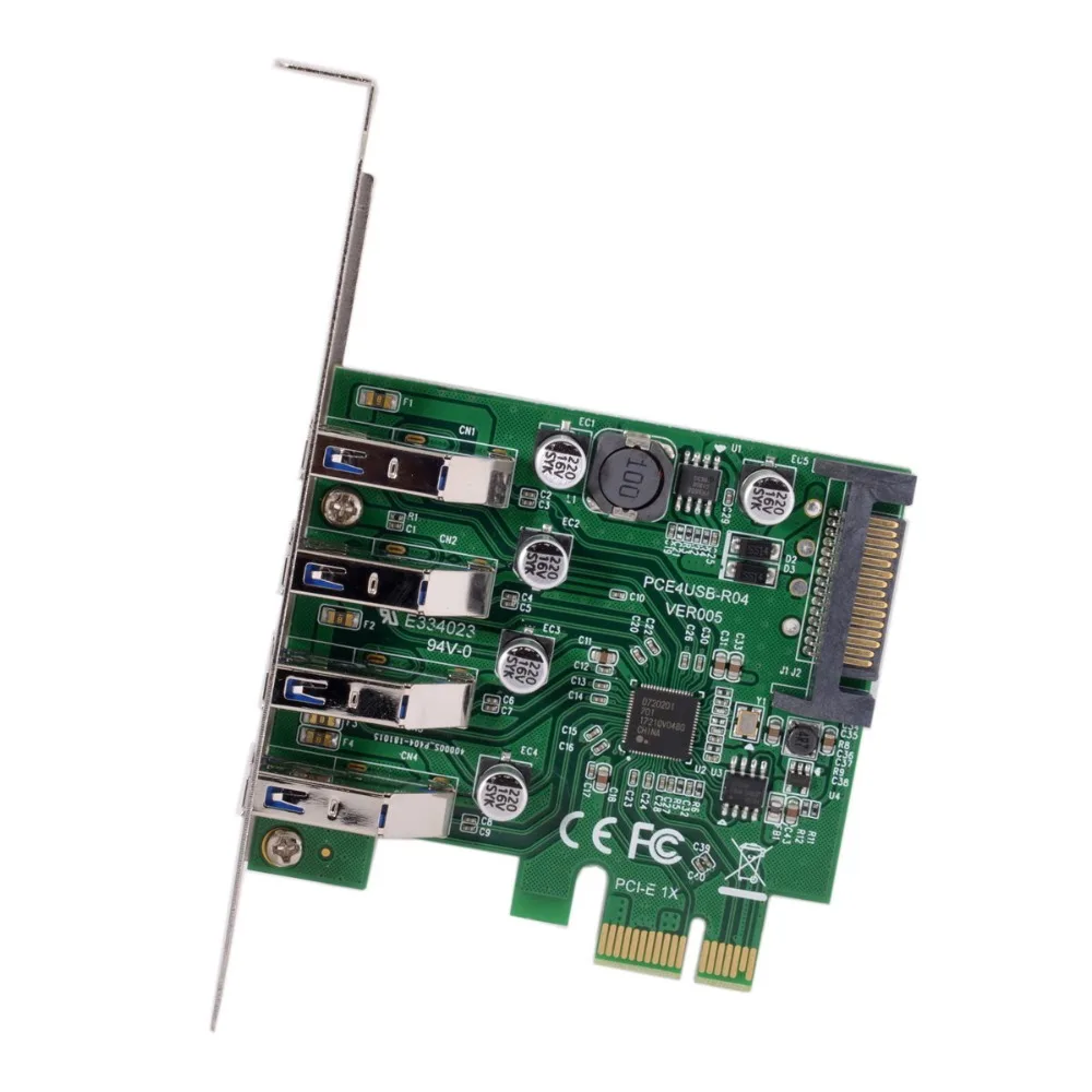 Тонкий 4 портовый PCI E к USB 3 0 концентратор Express карты расширения адаптер 5 Гбит/с