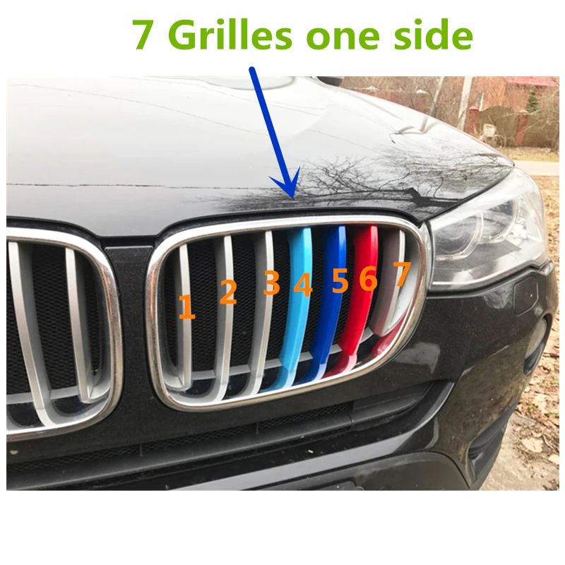 Для BMW X3 X4 F25 F26 2011 до 2017 передняя решетка отделка полоски гриль представление