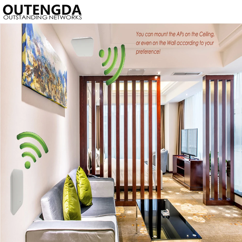 750Mbps 802.11ac High Power 2.4G&5.8G Ceiling Wireless Access Point WiFi Extender Active PoE Ceiling-mounted Wireless AP Router