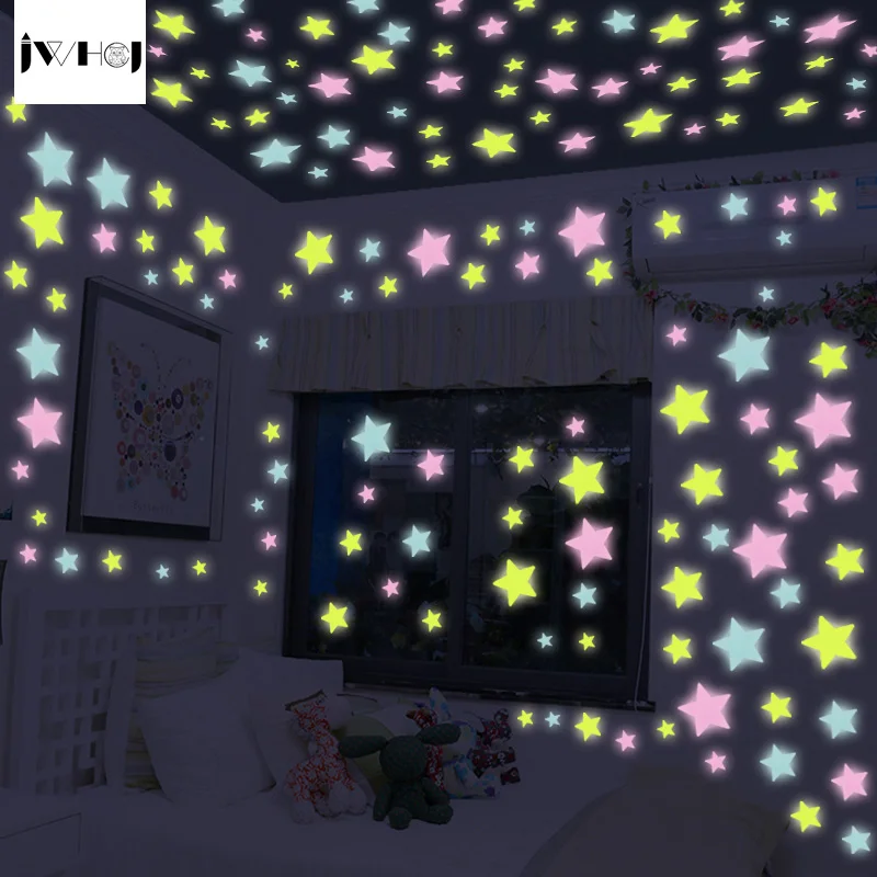 100 шт./лот креативная светящаяся звезда настенная наклейка сделай сам домашний декор для детских комнат