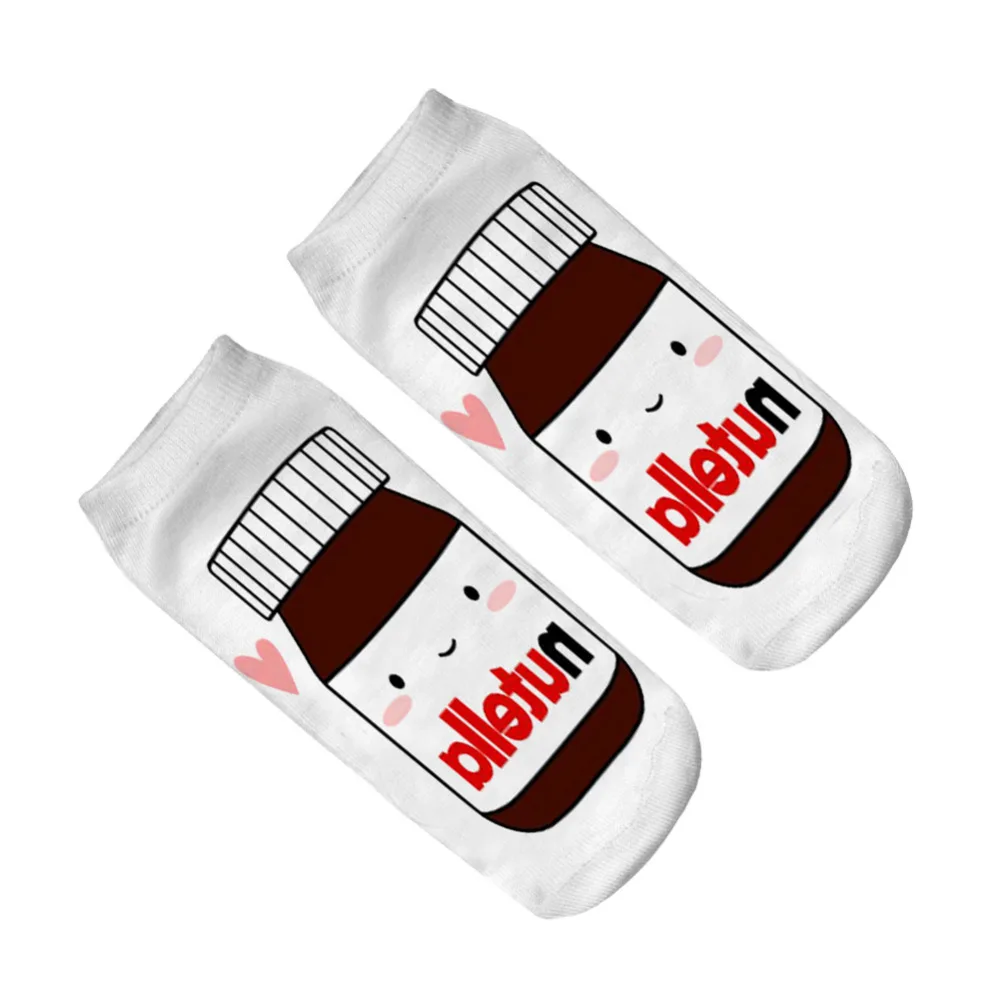 Милые забавные носки с объемными буквами Nutella для девочек; повседневные носки с героями мультфильмов для девочек и мальчиков; короткие рождественские носки