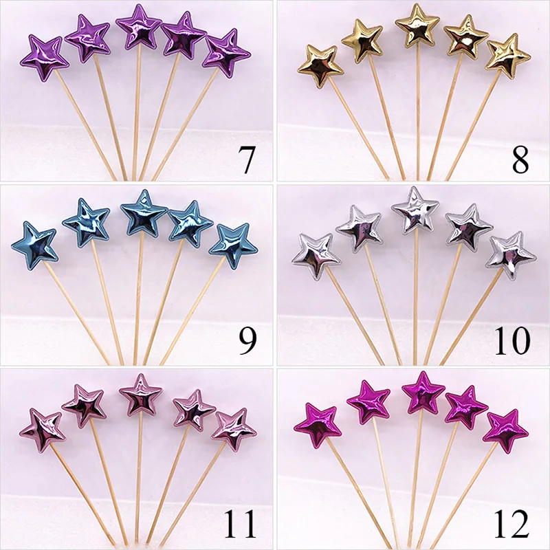 5 шт. Корона Звезда красочный Золотой душ для детей Торт Топперы ко дню рождения