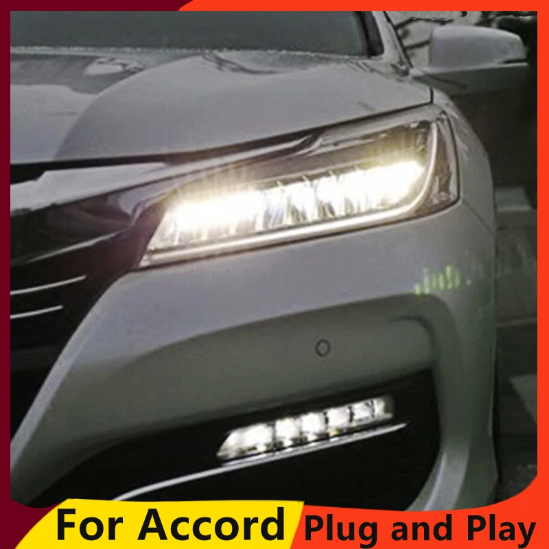 

KOWELL car styling for Honda Accord 10th Headlights 2016 2017 LED High Beam LED Low Beam With Yellow Turning Signal LED Bar