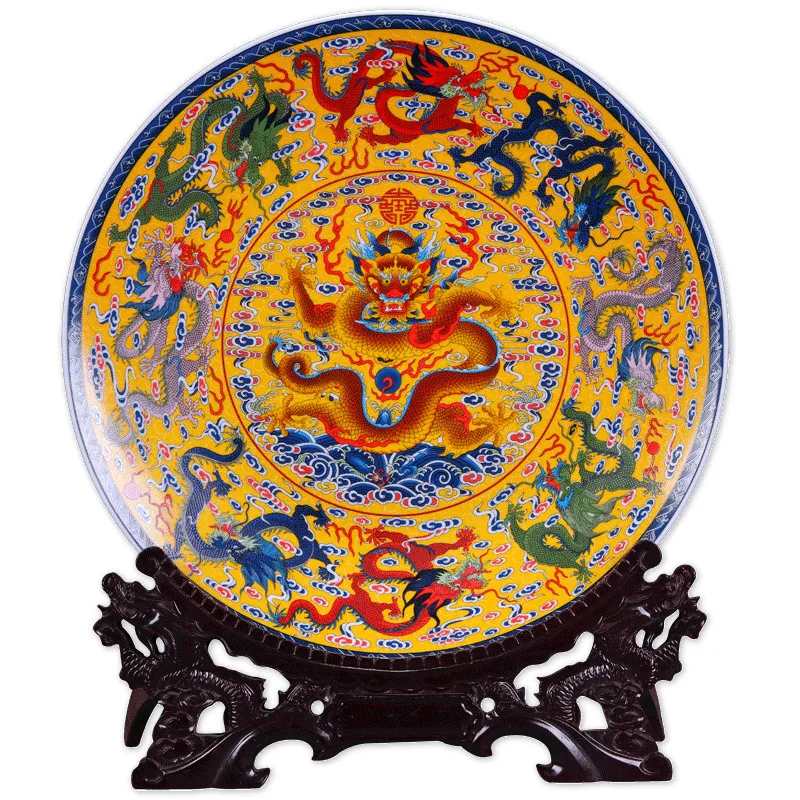 Фарфоровая декоративная керамическая тарелка Fengshui Древние китайские Девять