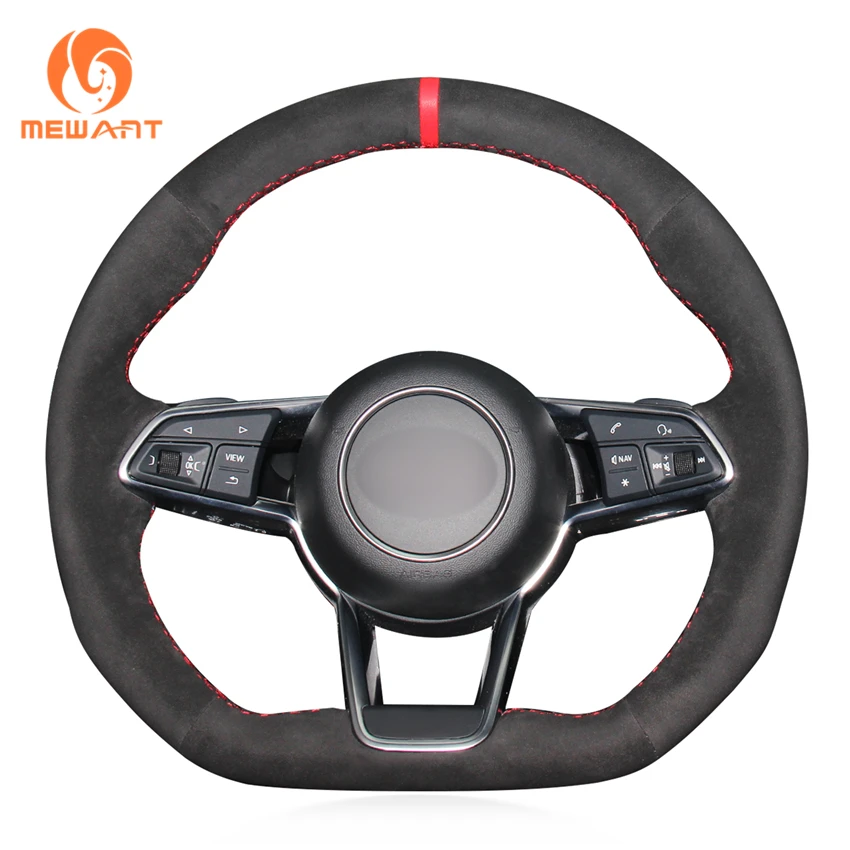 

MEWANT Black Suede Red Strip Steering Wheel Cover for Audi TT RS FV/8S R8 4S TTS 2015 2016 2017 2018 2019 2020 2021-2022