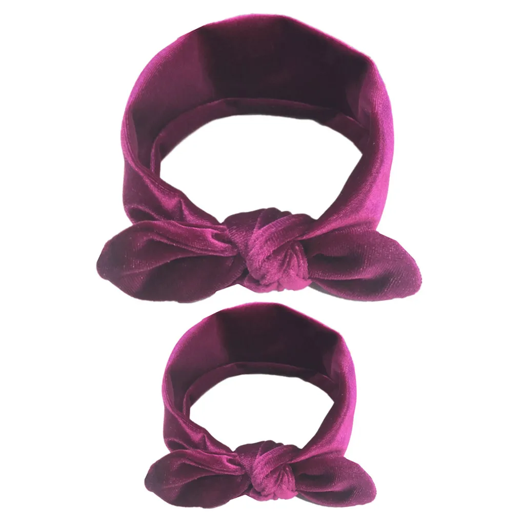 Мама и ребенок мальчики девочки тюрбан Твердые уши кролика бархатная повязка на