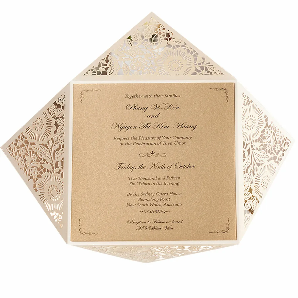 100 шт. лазерная резка белый свадебные приглашения карты полые Флора