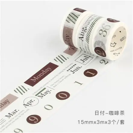 3 шт./лот акварель номер/неделя/месяц лента для декорации Washi DIY планировщик для скрапбукинга изоляционная лента escolar милые канцелярские принадлежности - Цвет: 2