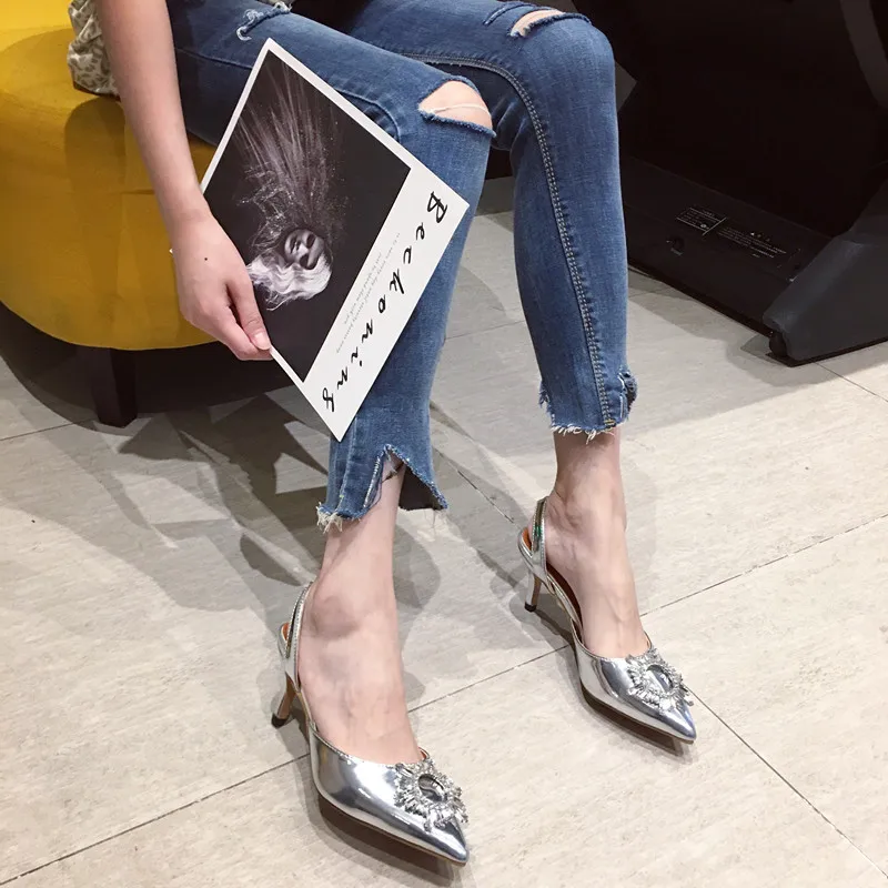 Босоножки со стразами на высоком каблуке sandalias de verano para mujer chaussures femme женские