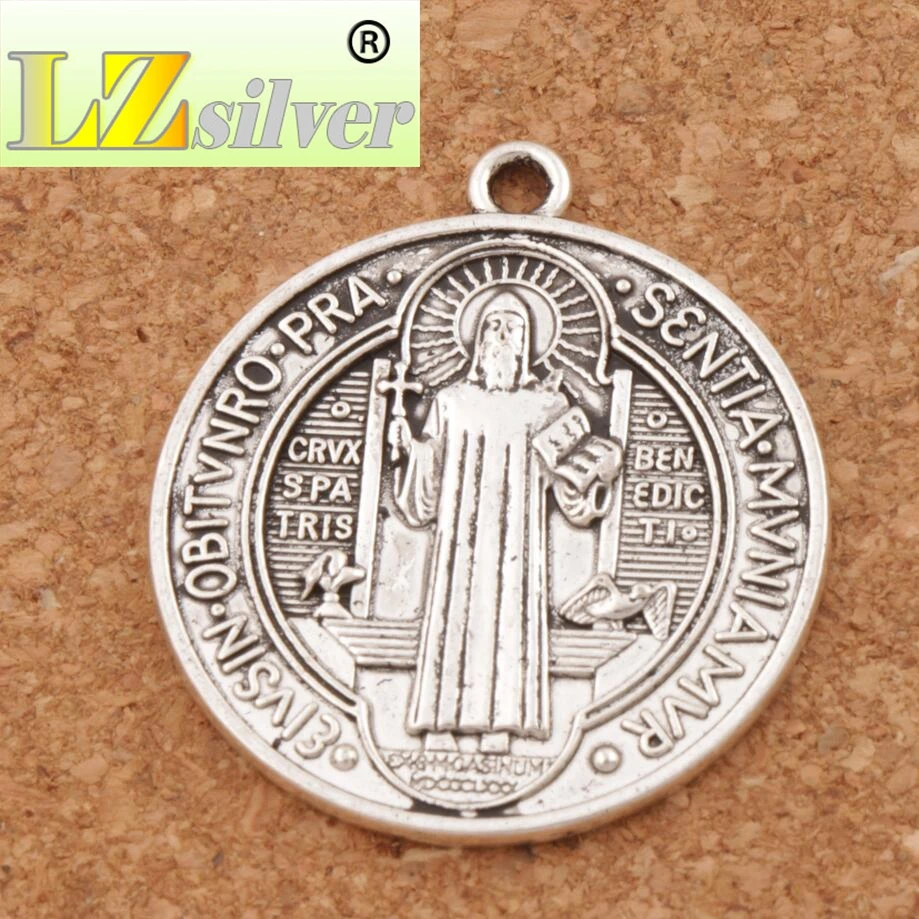 Сент St Бенедикт Нурсийского патрон против зла крест медаль амулет кулон L1646 4 шт.