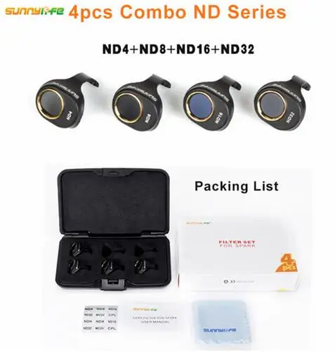 Фильтр для DJI Spark ND4 ND8 ND16 ND32 MCUV CPL фильтр объектива для Spark HD прозрачный водонепроницаемый объектив камеры многослойное покрытие пленки - Цвет: ND4 ND8 ND16 ND32