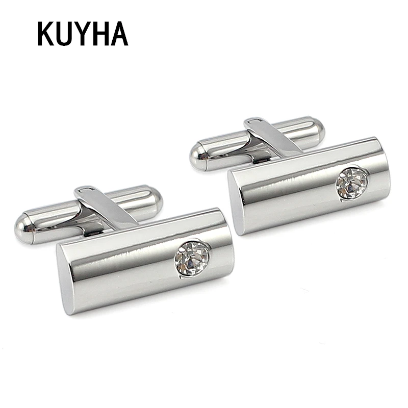 

Серебряные запонки подарок на день отца из нержавеющей стали элегантные модные Австрийские запонки Стразы для рубашки с кристаллами для му...