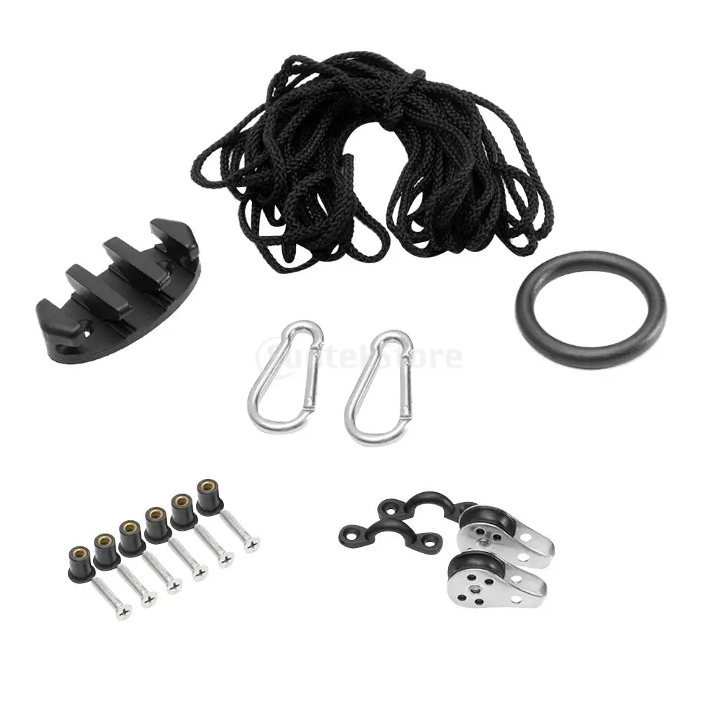 

Pro Marine Kayak Canoe Boat Anchor Trolley Kit Pulley Cleat Pad Eye Ring Rope