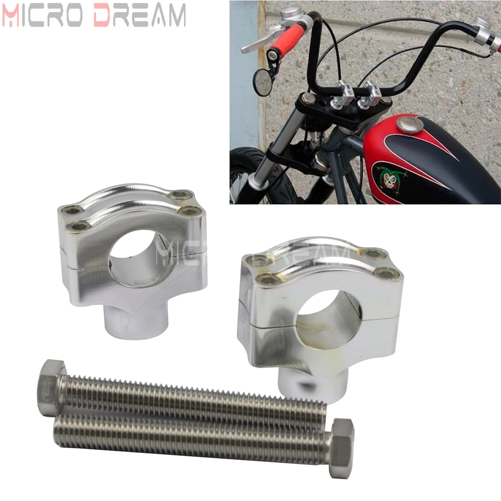 

Motorcycle 1" Chrome Handlebar Risers 25mm Mount Clamp for Harley Cafe Racer Yamaha Suzuki Custom Honda Shadow VT ACE Spirit