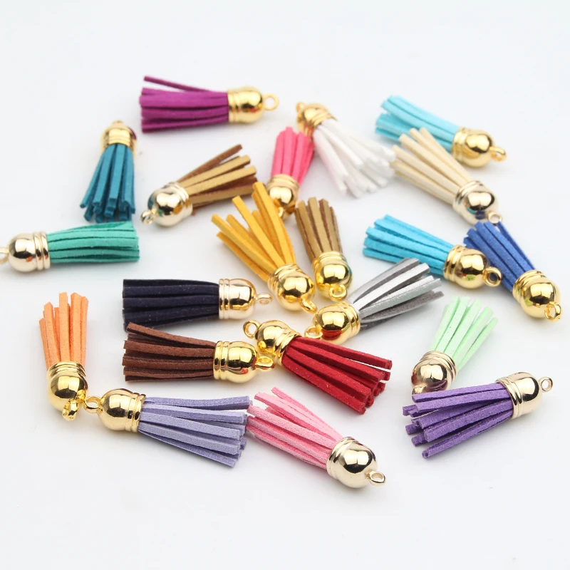 100 шт./лот позолоченная голова 38 мм кожаная кисточка сделай сам для изготовления