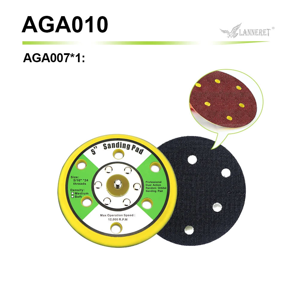 Six-holes pad 1pcs LANNERET 125 мм полирующие песочные диски наждачная бумага Ассорти 40/60/80/120/150/180/240/320 Грит для Мощность случайная орбитальная шлифовальная машина - Цвет: Six-holes pad 1pcs