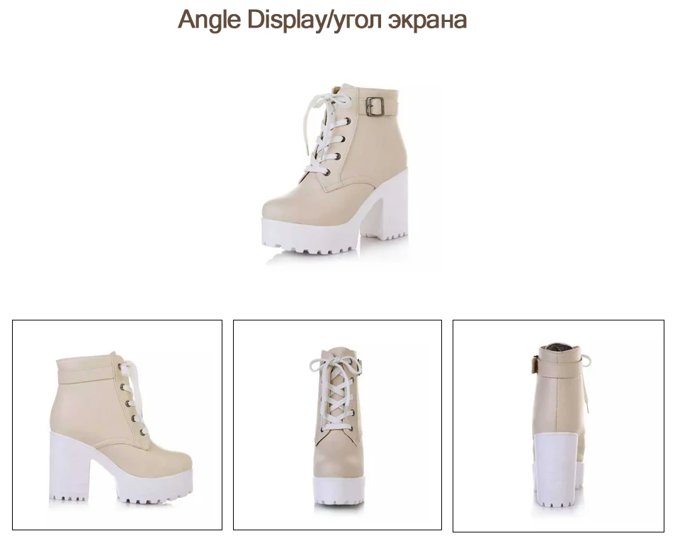 Женские зимние ботинки на шнурках ESVEVA, модные ботильоны с пряжкой на платформе с высоким квадратным каблуком, доступны в 3 цветах, размеры от 34 до 43
