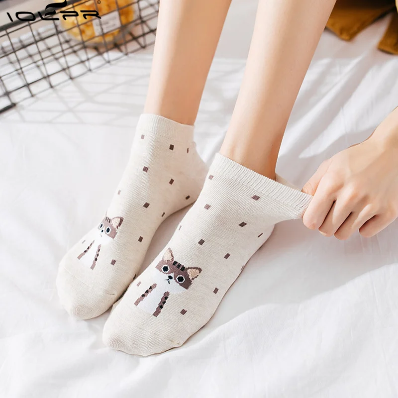 3 шт./комплект женские носки с милым котом хлопковые летние короткие harajuku