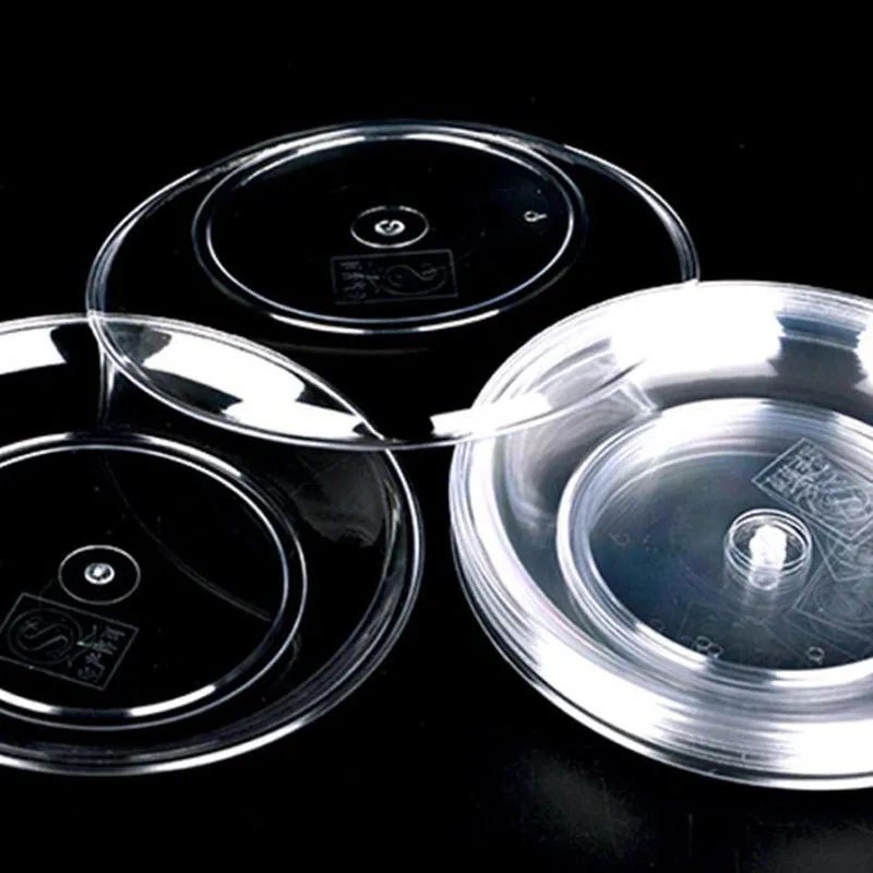 500 шт./лот прозрачная пластиковая тарелка для закусок диаметром 13 см круглое