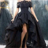 bealegantom elegant black appliques a line long lace prom dresses 2021 plus size evening party gowns vestido longo qa1224