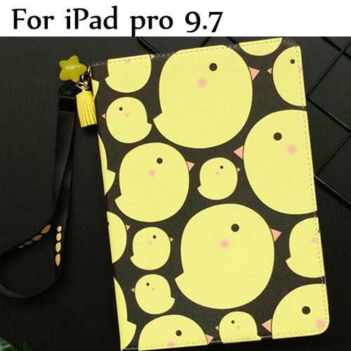 Смарт-часы кожаный чехол для нового iPad /, air/air2, 2/3/4, iPad pro 9," с милым цыпленком флип чехол для планшета w/ремешок на руку+ подарки - Цвет: 01 ipad pro 9.7