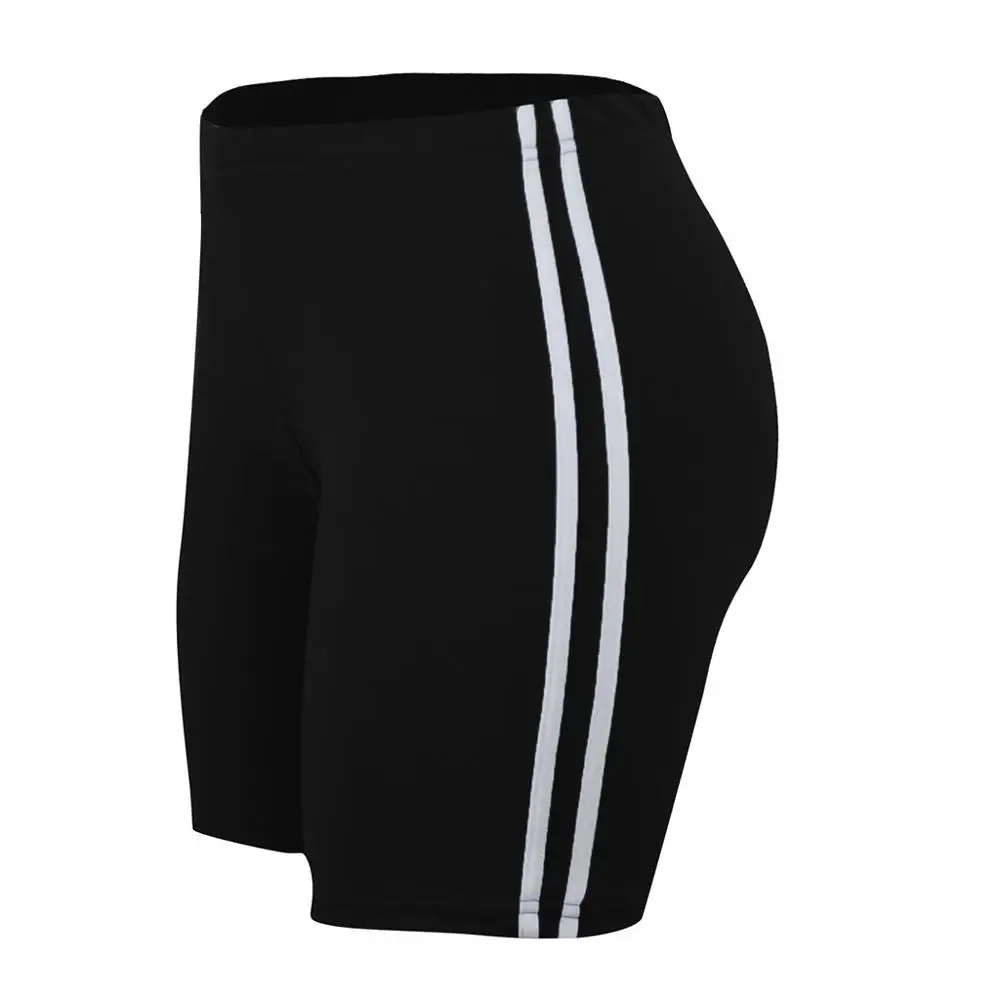 Черный Ladies Mid Waist Yoga Stripe Print Fitness Legging Hips Tight Yoga Shorts Women's Bicycles Cycling Workout Sweatpants For - Цвет: Черный