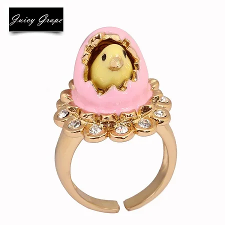 Pink Shell Сочный виноград, новинка, Цыпленок, сломанная оболочка, кольцо, элегантное благородное животное, ювелирное изделие, глянцевое покрытие, кольцо, белый цвет, женские любимые ювелирные изделия - Цвет основного камня: Pink Shell