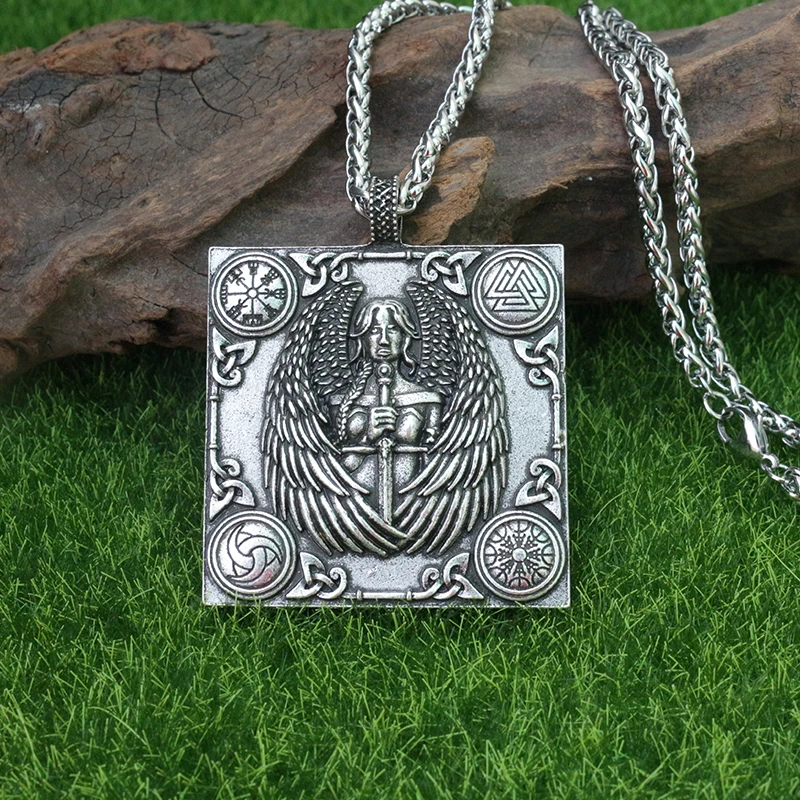 

lanseis 10pcs Valkiria Valhalla Odin Viking men pendant Pagan Gods jewelry Heathen Asatru Celt Norse Rune Knotwork necklace