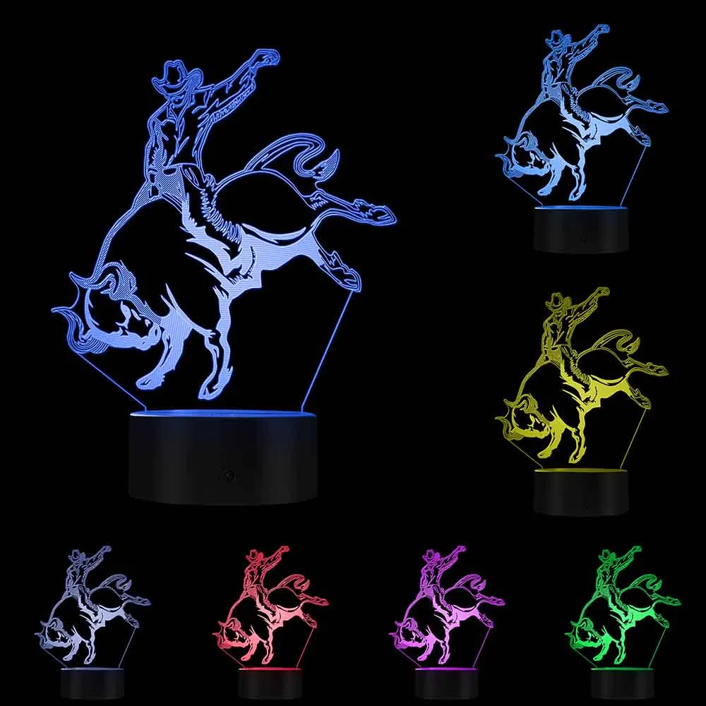 Plastic Base Bullfighter светодиодный настольный светильник Matador, ковбойский дизайн, USB настольная лампа Angry Bull с Toreador, подсвечиваемый дисплей, светильник, знак ed, подарок - Цвет: Plastic Base