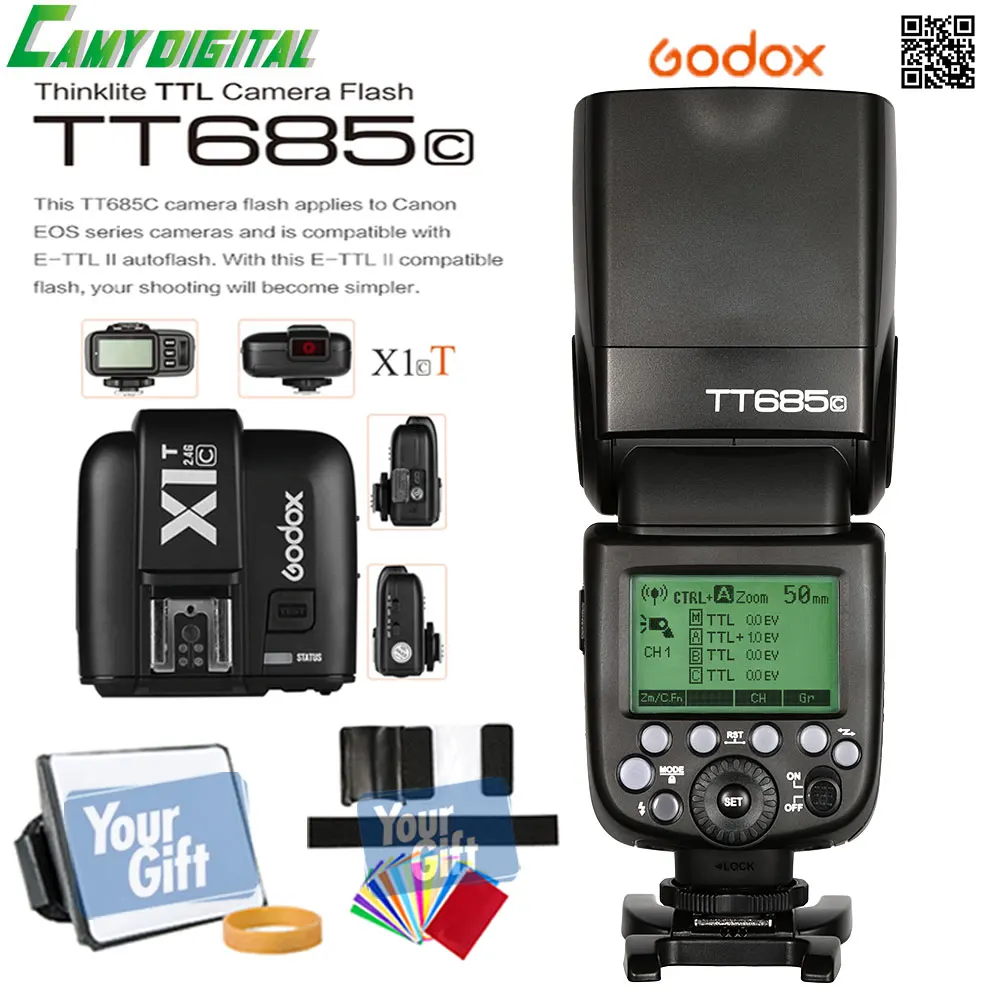 Godox TTL II автовспышка GN60 HSS 1/8000 s 2.4 г Беспроводной Speedlite tt685c + x1t-c/tt685n x1t-n/tt685s x1t-s Softbox