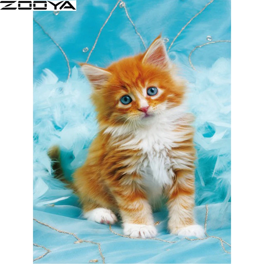 

5D DIY Diamond Painting Cross-Stitch Kits Diamond Embroidery Pictures Of Rhinestones Animal Cute Cat Paintings By Numbers R1184